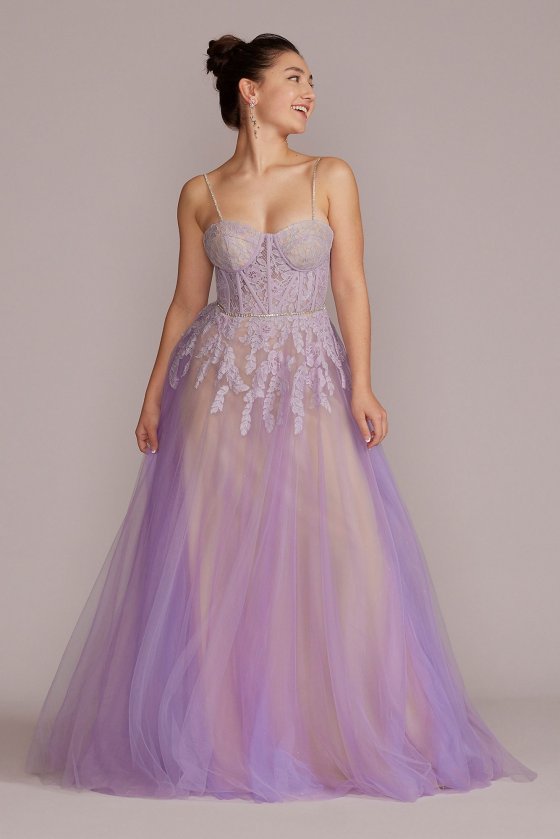 Tulle Ball Gown with Illusion Lace Corset Jules and Cleo WBM2881
