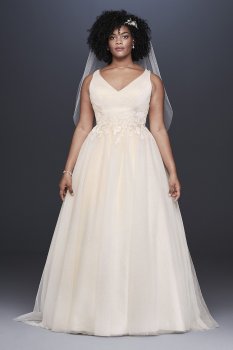 Appliqued Glitter Tulle Plus Size Wedding Dress Collection 9WG3930