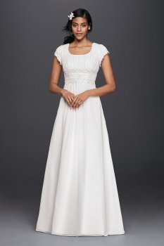 Short Sleeved Empire Waist Chiffon Wedding Dress Collection SLV9743