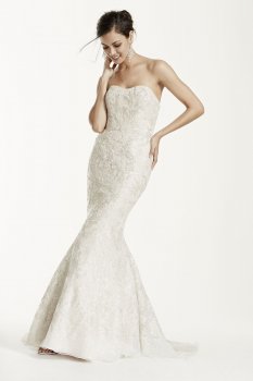 Strapless Mermaid Wedding Gown with Gold Lace SWG605