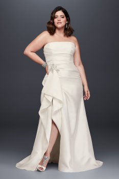 Mikado Plus Size Wedding Dress with Slit Skirt 9SWG788