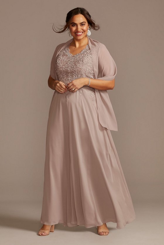 Corded Floral Lace Cap Sleeve Plus Size Dress 760178D