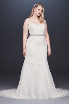 Beaded Lace Plus Size Tulle Mermaid Wedding Dress 9SWG810