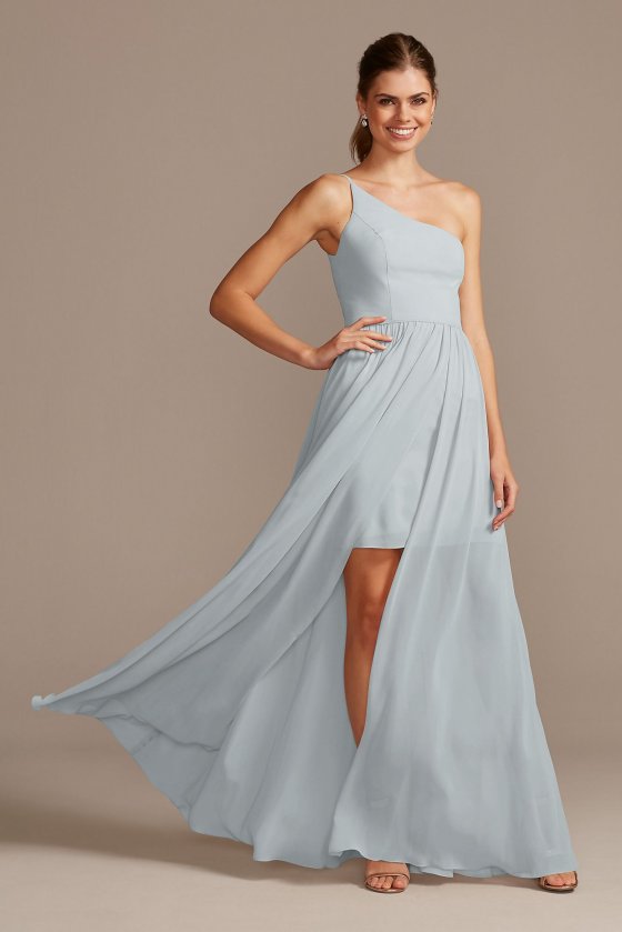 Long One Shoulder F20078 Style Bridesmaid Dress with Overskirt [F20078]