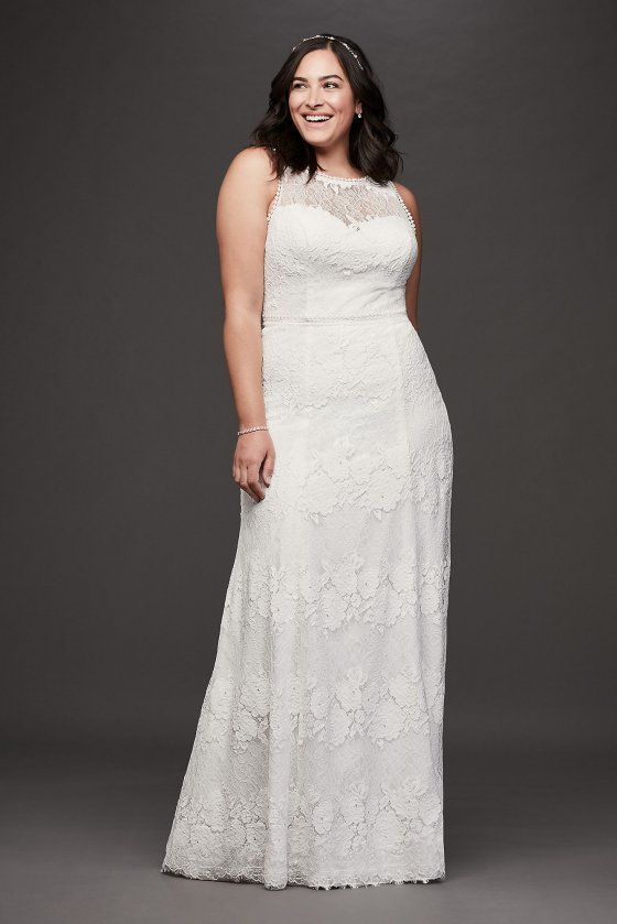 Open Back Lace Illusion Plus Size Wedding Dress 9WG3953