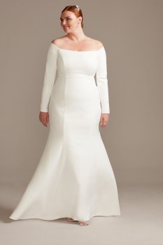 Plus Size New Floor Length Mermaid Off-Shoulder Button Back Wedding Dress 9WG3990