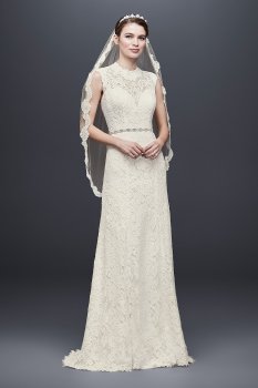 Allover Lace Cap Sleeve Sheath Wedding Dress Collection WG3910