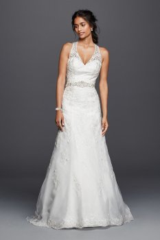 Lace Wedding Dress with Halter Neckline Jewel WG3799