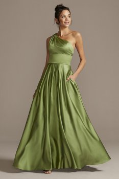 2025BN One Shoulder Satin Strappy Back Ball Gown