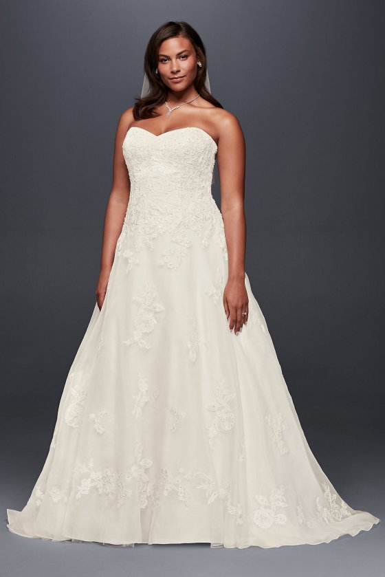 Beaded Organza A-Line Plus Size Wedding Dress Jewel 9WG3837 [9WG3837]