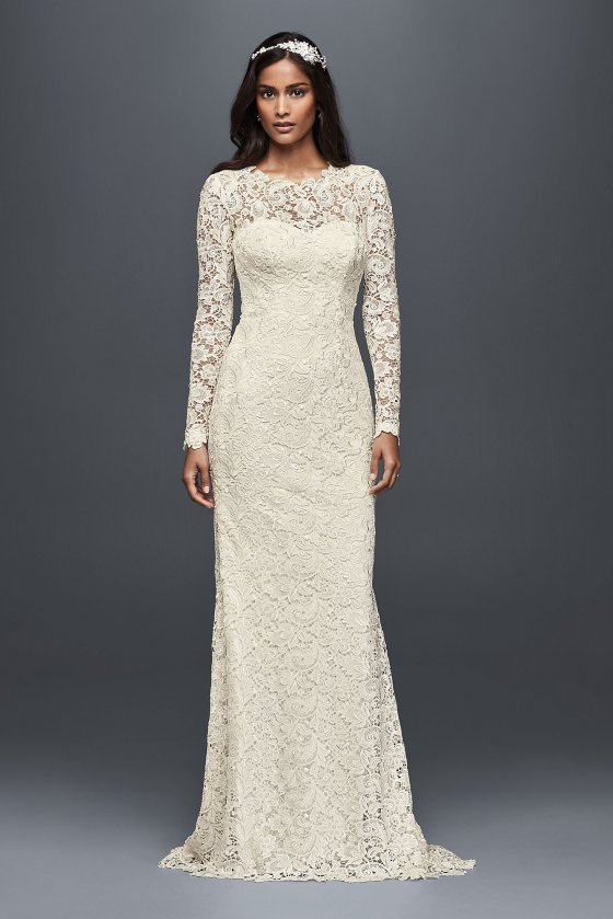 Long Sleeve Lace Wedding Dress with Open Back MS251176