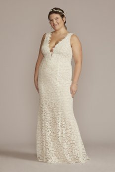 Lace Tank Plus Size Wedding Gown with V-Back DB Studio 9WG4061