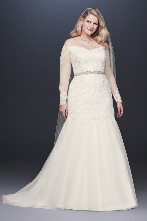 Long Sleeve Off-Shoulder Plus Size Wedding Dress Collection 9WG3943 [9WG3943]