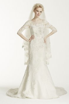 Illusion 3/4 Sleeve Wedding Dress CWG638