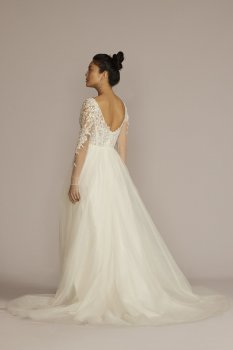 Sheer Boned Bodice Long Sleeve Wedding Dress DB Studio SLWG4036