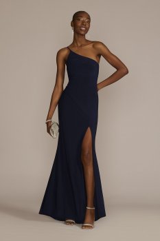 One Shoulder Jersey Gown with Cutout Jump 11078D
