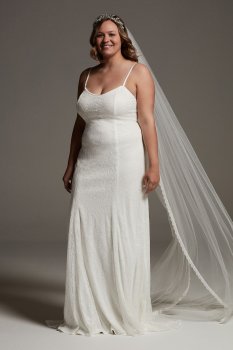 Sequin Lace Plus Slip Wedding Dress 8VW351567
