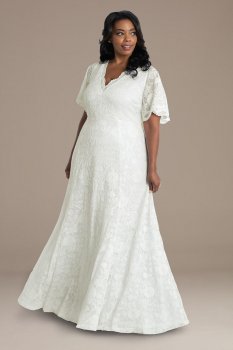 Blissful Lace Plus Size Floor Length Wedding Gown Kiyonna 19200901