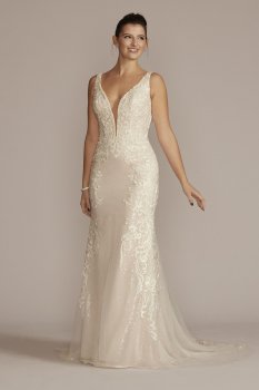 Allover Sequin Scrolling Lace Tall Wedding Gown Galina Signature 4XLSWG918