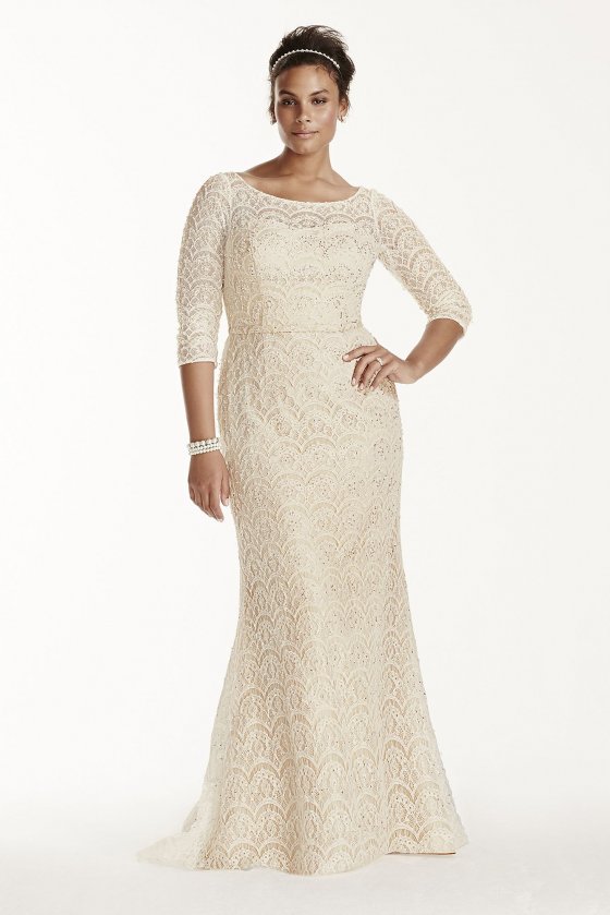 Boatneck 3/4 Sleeved Wedding Dress 8CWG711 [8CWG711]