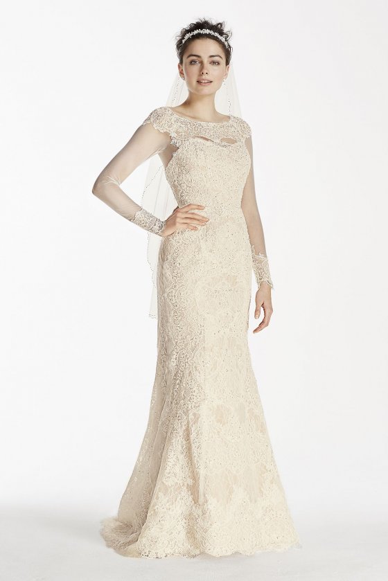 Illusion Long Sleeve Wedding Dress CWG712