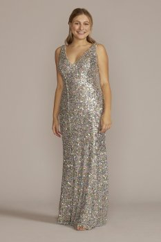 Plunging Sequin Tank Sheath Dress Jules and Cleo D24NY22036V1