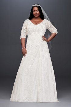 Draped Lace A-Line Plus Size Wedding Dress Collection 9WG3896