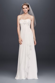 Draped Chiffon Sheath Wedding Dress with Beading Collection WG3872