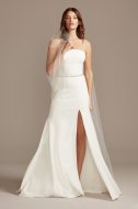 Strapless Crepe Button Back Wedding Dress Collection WG3995