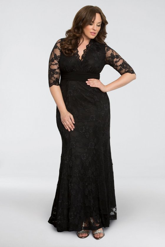 Screen Siren V-Neck Lace Plus Size Gown 13130902