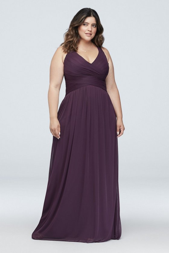 Long Bridesmaid Dress with Crisscross Back Straps W10974