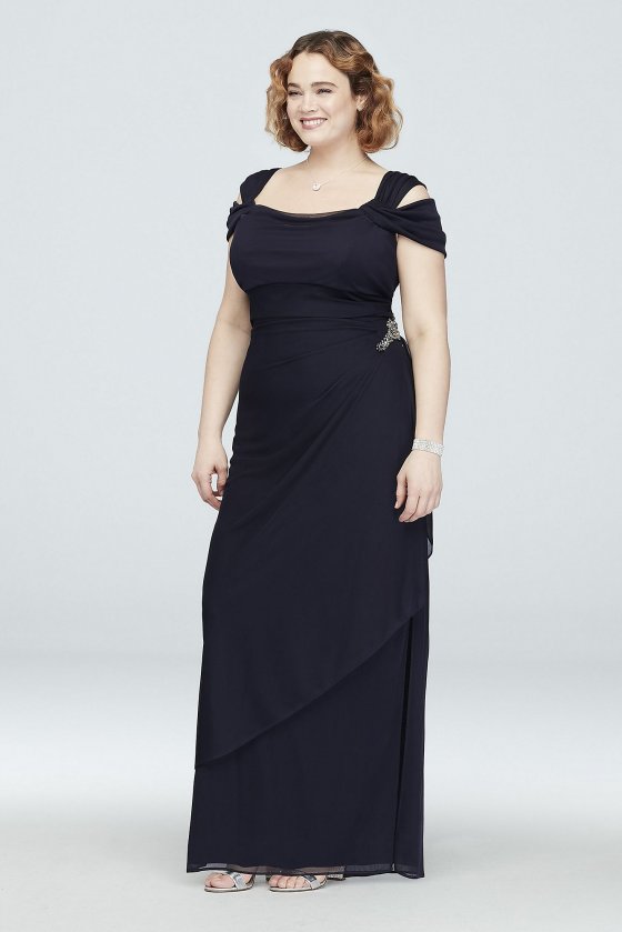 Long Cowl Neck 432902 Dress for Mother of the Bride with Cold Shoulder [MR432902]