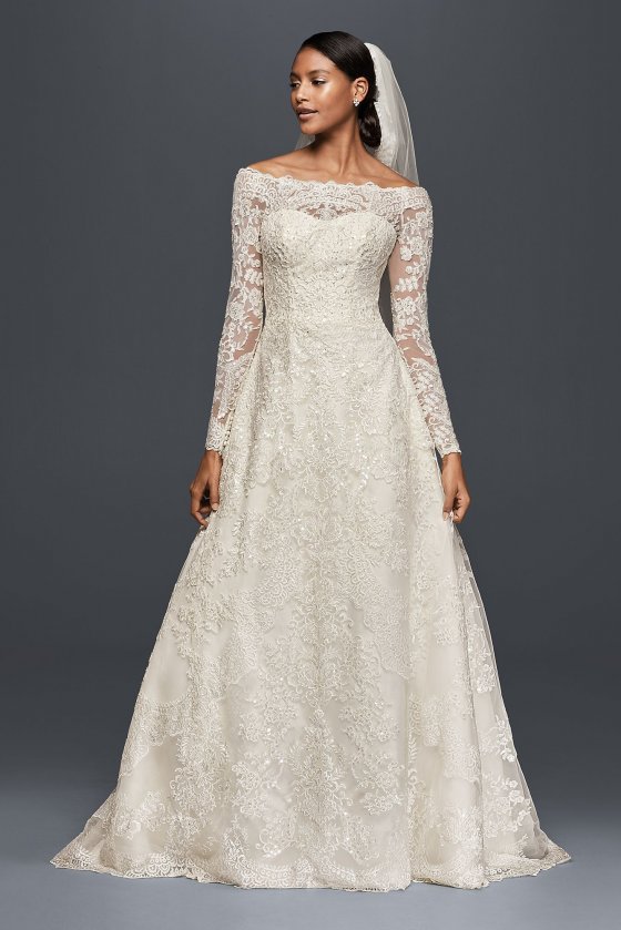 Off-The-Shoulder Lace A-Line Wedding Dress CWG765