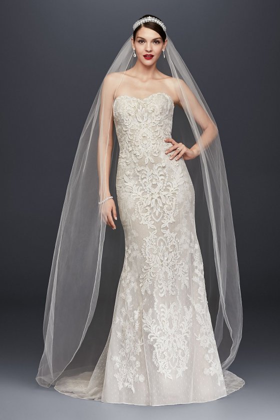 Strapless Lace Sheath Wedding Dress CWG738 [CWG738]