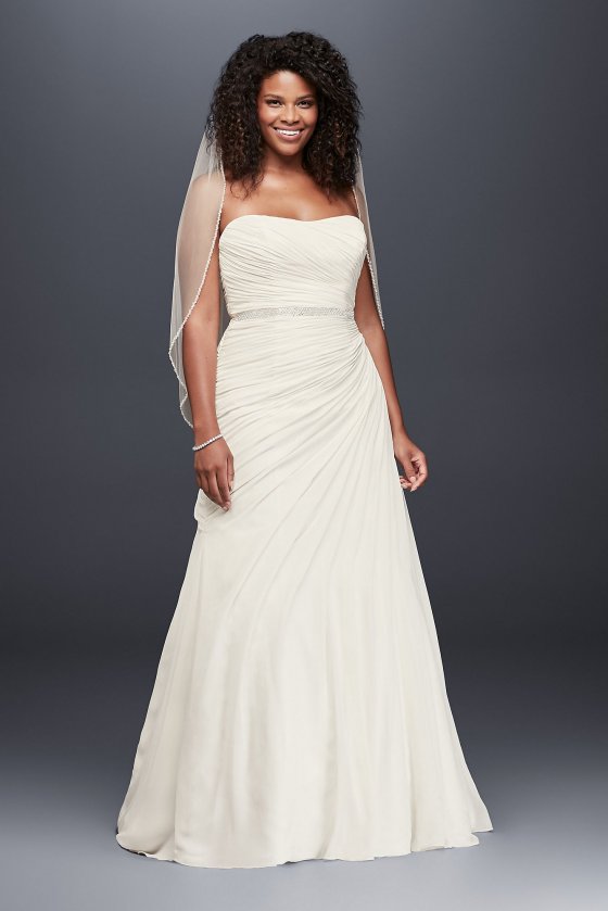 Crinkle Chiffon Draped Plus Size Wedding Dress Collection 9V3540 [9V3540]