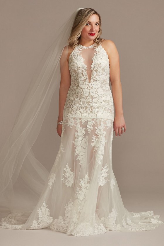 Illusion Keyhole Bodysuit Tall Wedding Dress Galina Signature 4XLMBSWG843