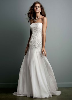 Strapless Tulle Wedding Gown with Lace Embroidery WG3492