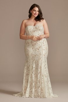 Strapless Stretch Lace Plus Size Wedding Dress DB Studio 9WG4022