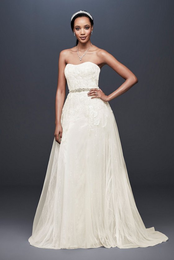 Sheath Wedding Dress with Detachable Overskirt SWG802 [SWG802]