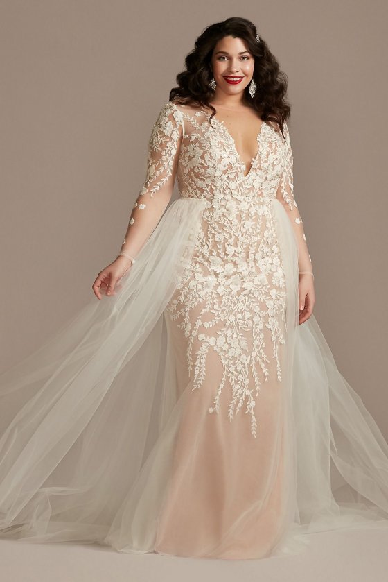 Long Sleeve Bodysuit Plus Size Wedding Dress Galina Signature 9LSSWG851