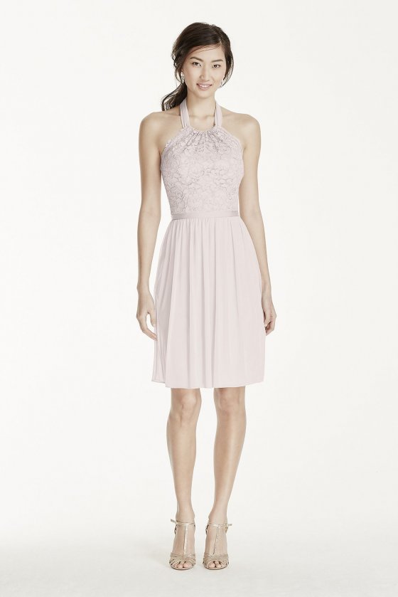 Short Lace Mesh Dress with Halter Neckline F17020 [F17020]