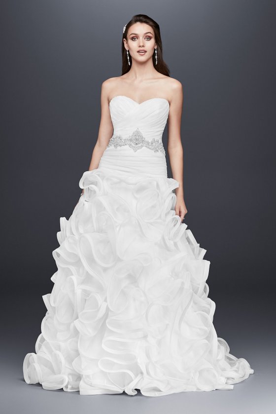 Ruffled Skirt Wedding Gown with Embellished Waist SWG492 [SWG492]