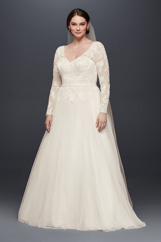 Plus Size Long Sleeve Wedding Dress With Low Back Collection 9WG3831 [9WG3831]