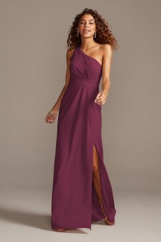 New Style One Shoulder F20107 Long Crepe Bridesmaid Gown
