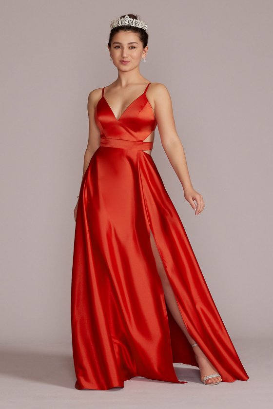 Satin A-Line Prom Dress with Cutouts Jules and Cleo WBM2948
