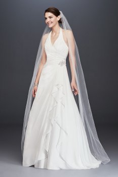 Pleated Chiffon Halter Wedding Dress with Ruffle Collection OP1324