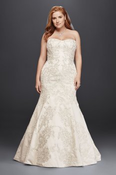 Satin Trumpet Wedding Dress with Lace 8CWG594