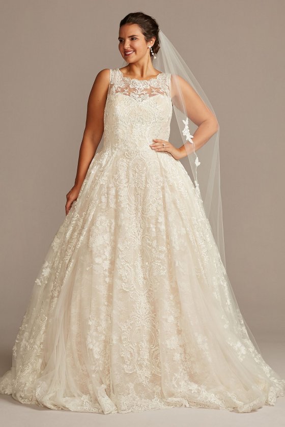 Lace Plus Size Wedding Dress with Pleated Skirt 8CWG780 [8CWG780]