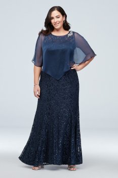New Plus Size Sequin Lace Party Dress with Flutter Sleeve Style 7419167