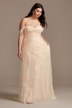 Removable Sleeves Plus Size Floral Wedding Dress 8MS251234